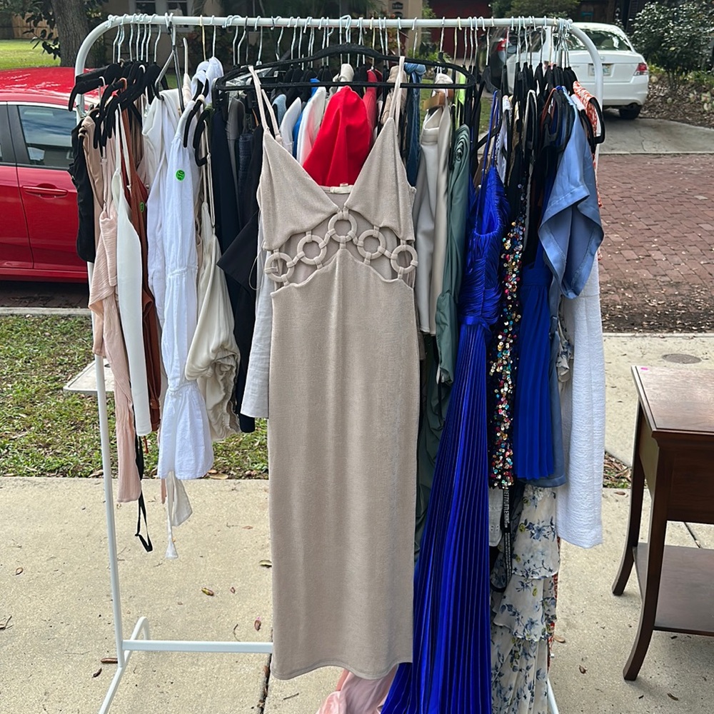 Endless blue tan stretchy dress